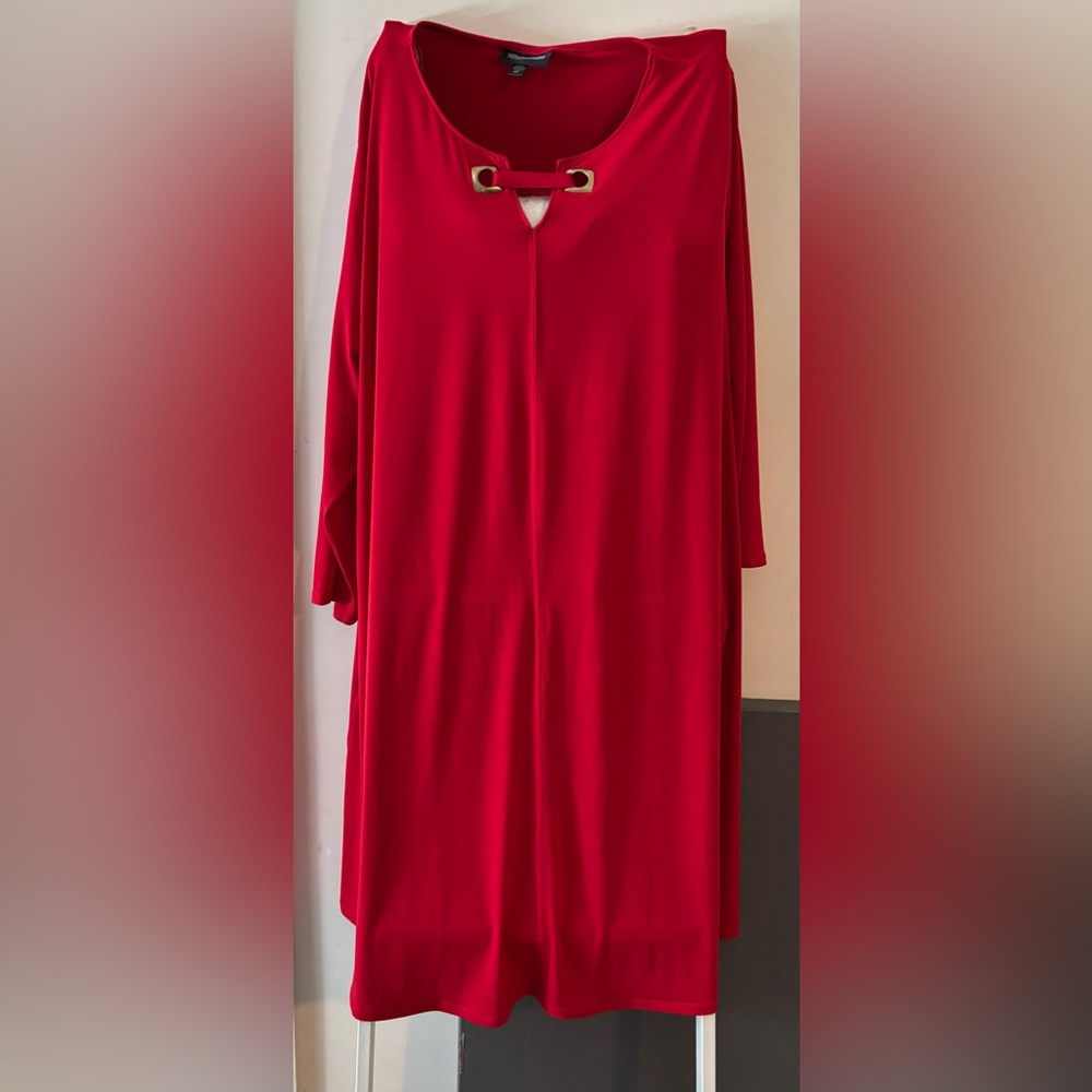 Nina Leonard Vibrant Red Garment Dress